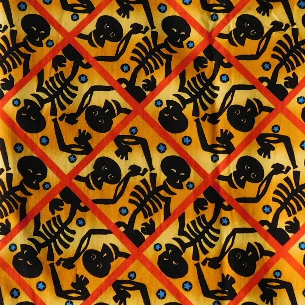 BOGO 2/$8 Fabric 1.33 Yd Halloween Skeletons Cross Bones Westminster Free Spirit